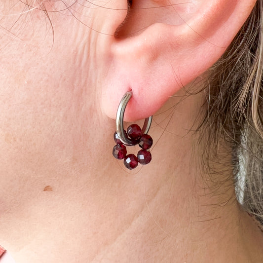 Flower Power | Mini Boucles d'oreilles pierres fines - inox argenté - petites fleurs