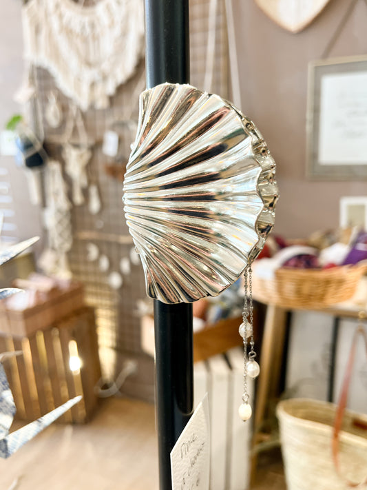 Pince à cheveux Coquillages argentée