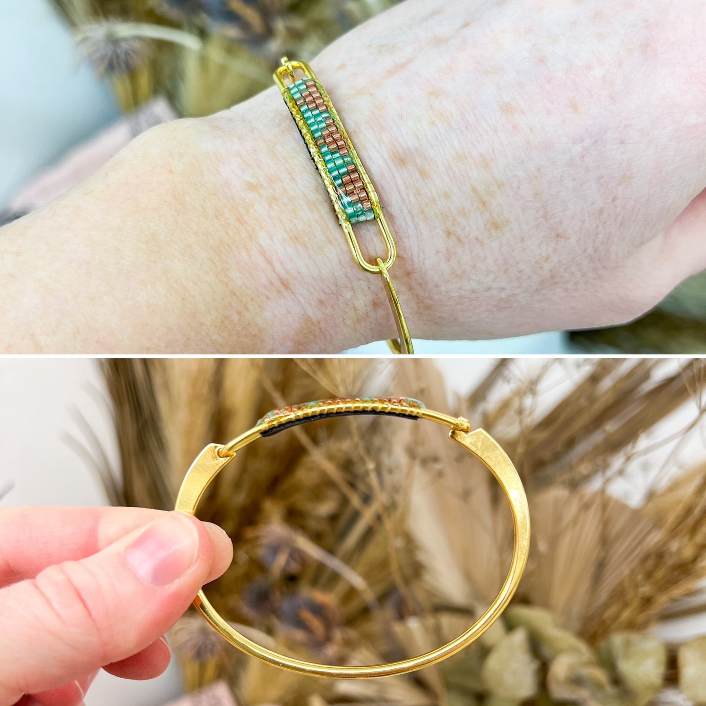 Bracelet perles Miyuki plaqué or