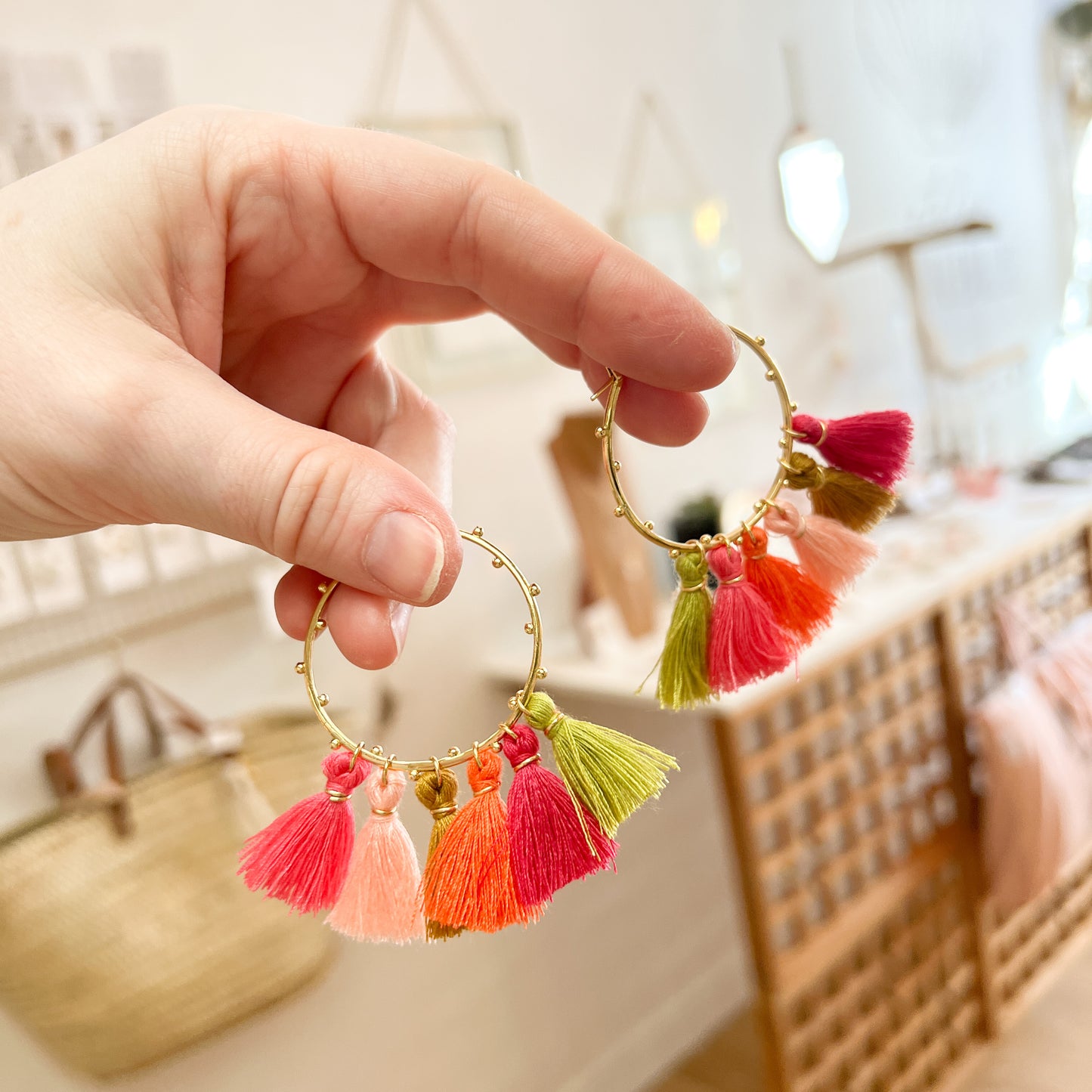 Boucles d'oreilles Créoles Pompon