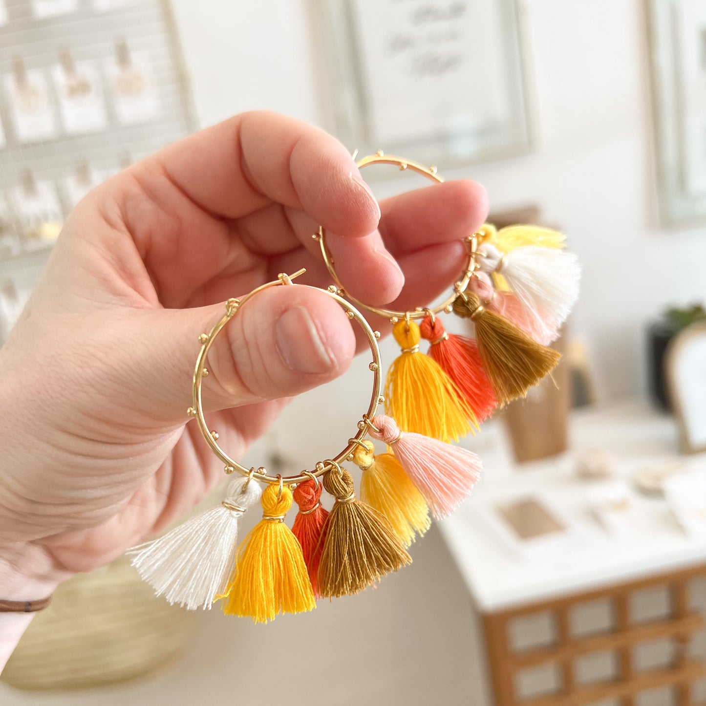 Boucles d'oreilles Créoles Pompon
