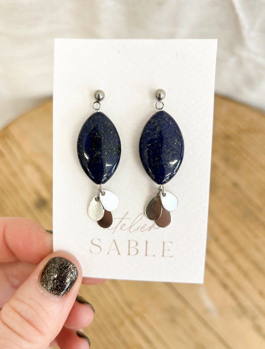 Argenté | Boucles d'oreilles Merveille pierre fine