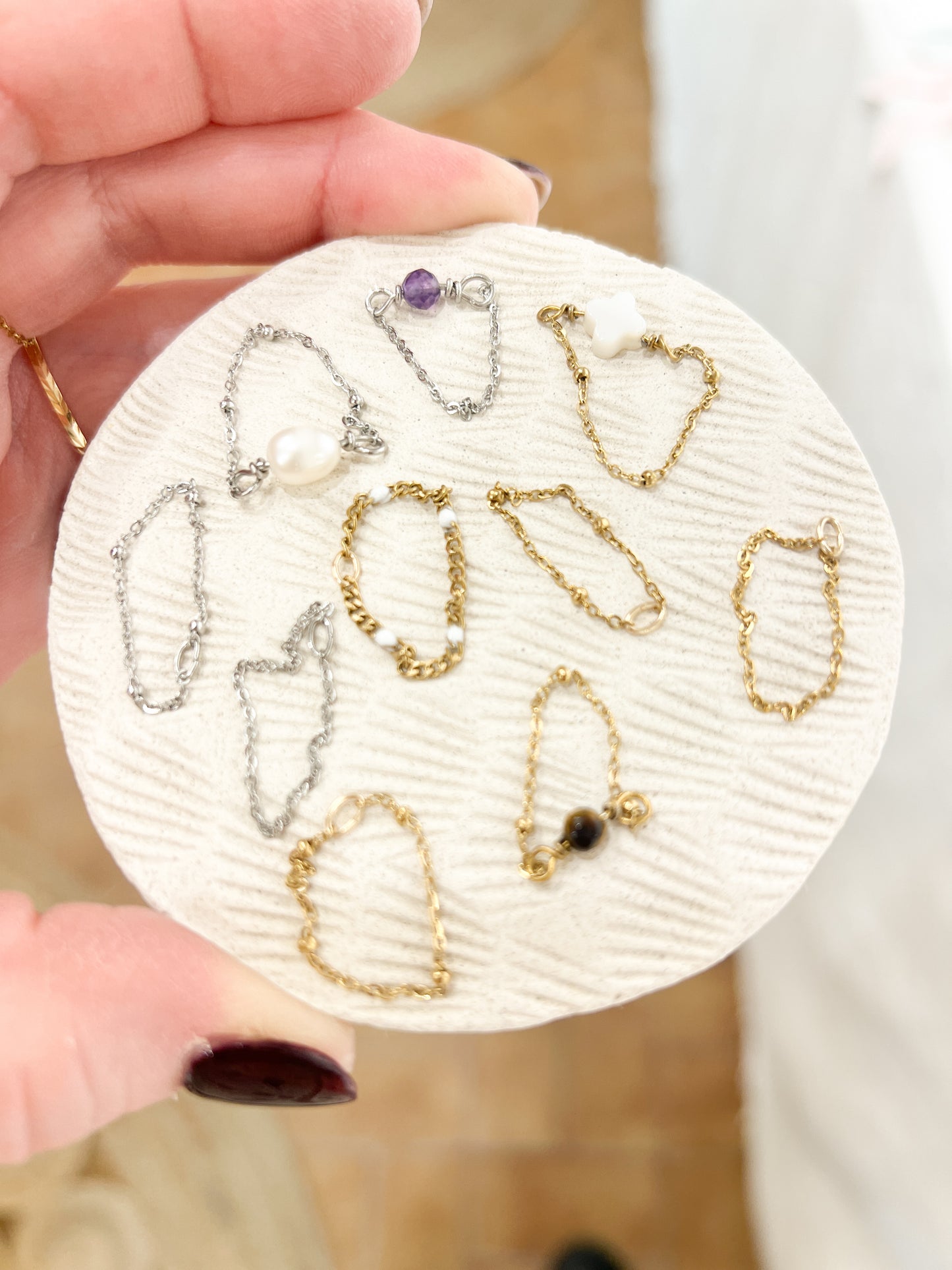 Bague chaînette dorée