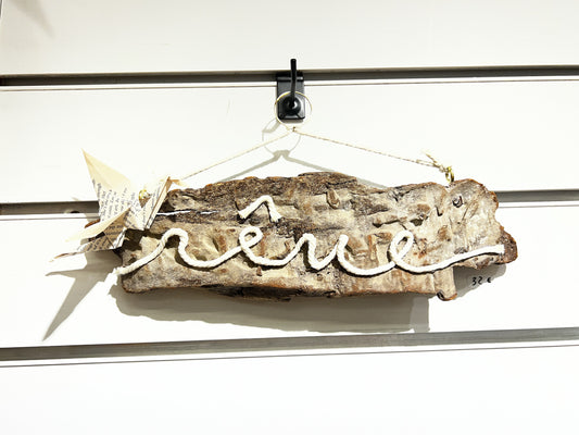 Décoration en bois flotté et origami Rêve