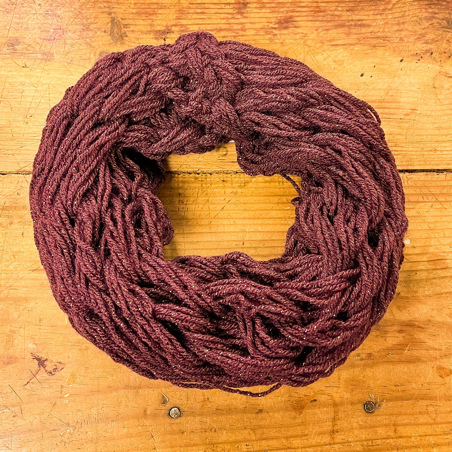 Snood Bordeaux / Prune avec fils métallisés