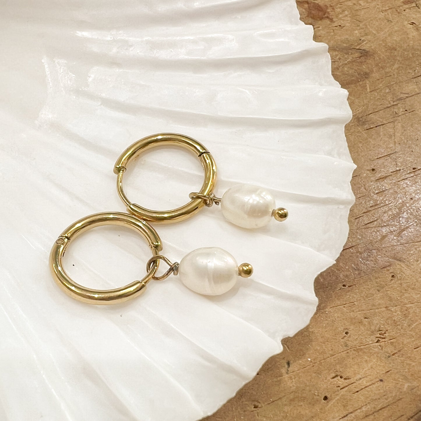 Boucles d'oreilles Créoles perles de culture | Doré ou argenté