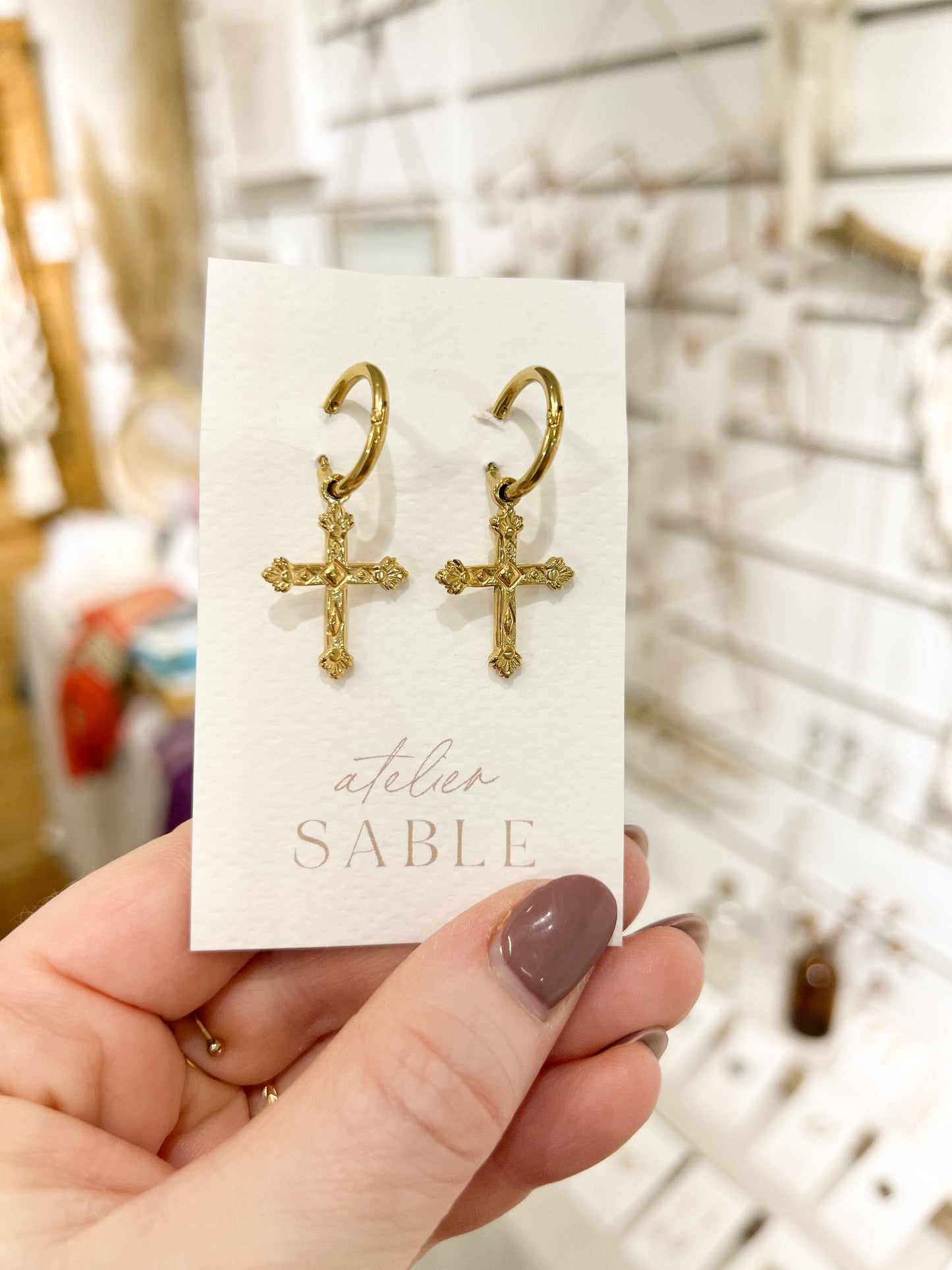 Boucles d'oreilles Créoles Croix