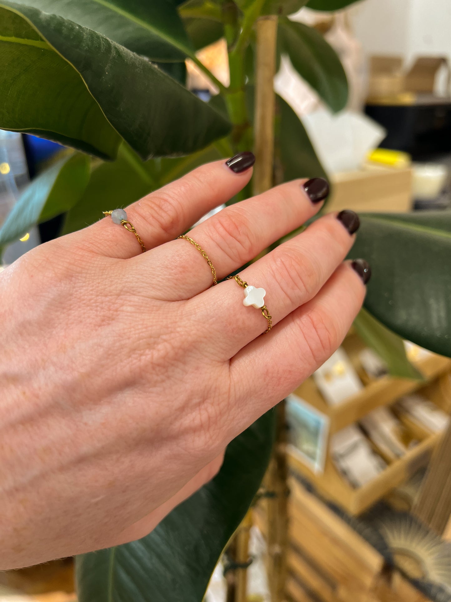 Bague chaînette dorée