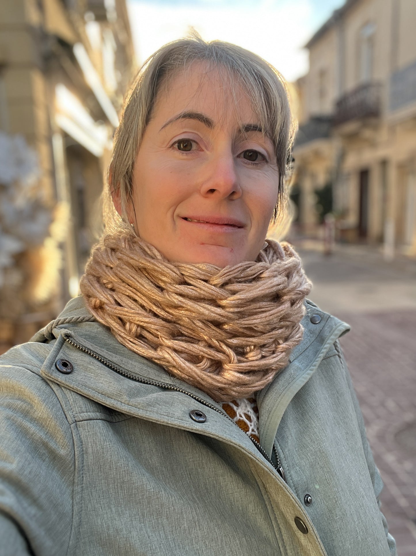 Snood Beige doré extra doux avec fils métallisés