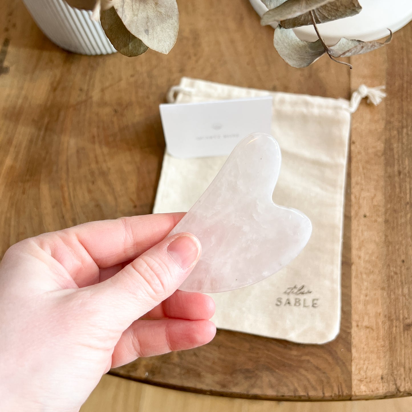 Gua Sha Pierre de massage en Quartz Rose