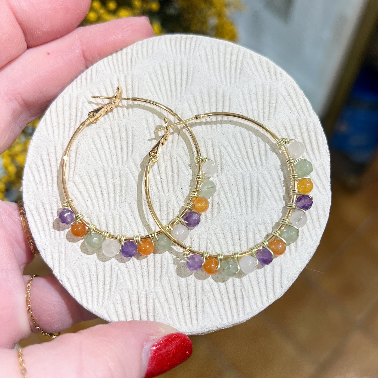 Boucles d'oreilles Créoles Pierre Fine