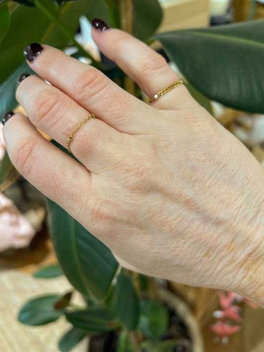 Bague chaînette dorée