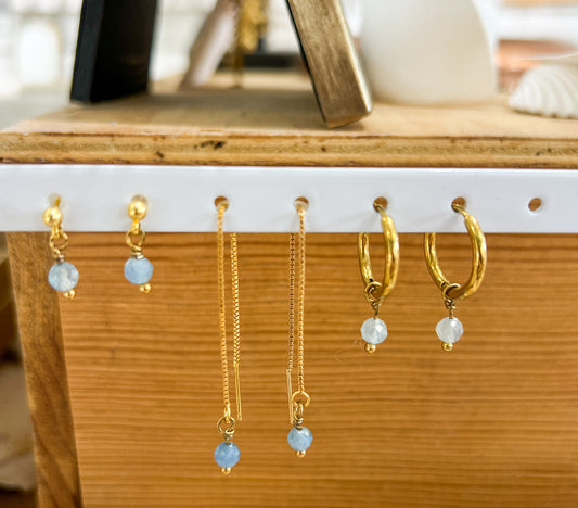 Boucles d'oreilles mini Aigue Marine