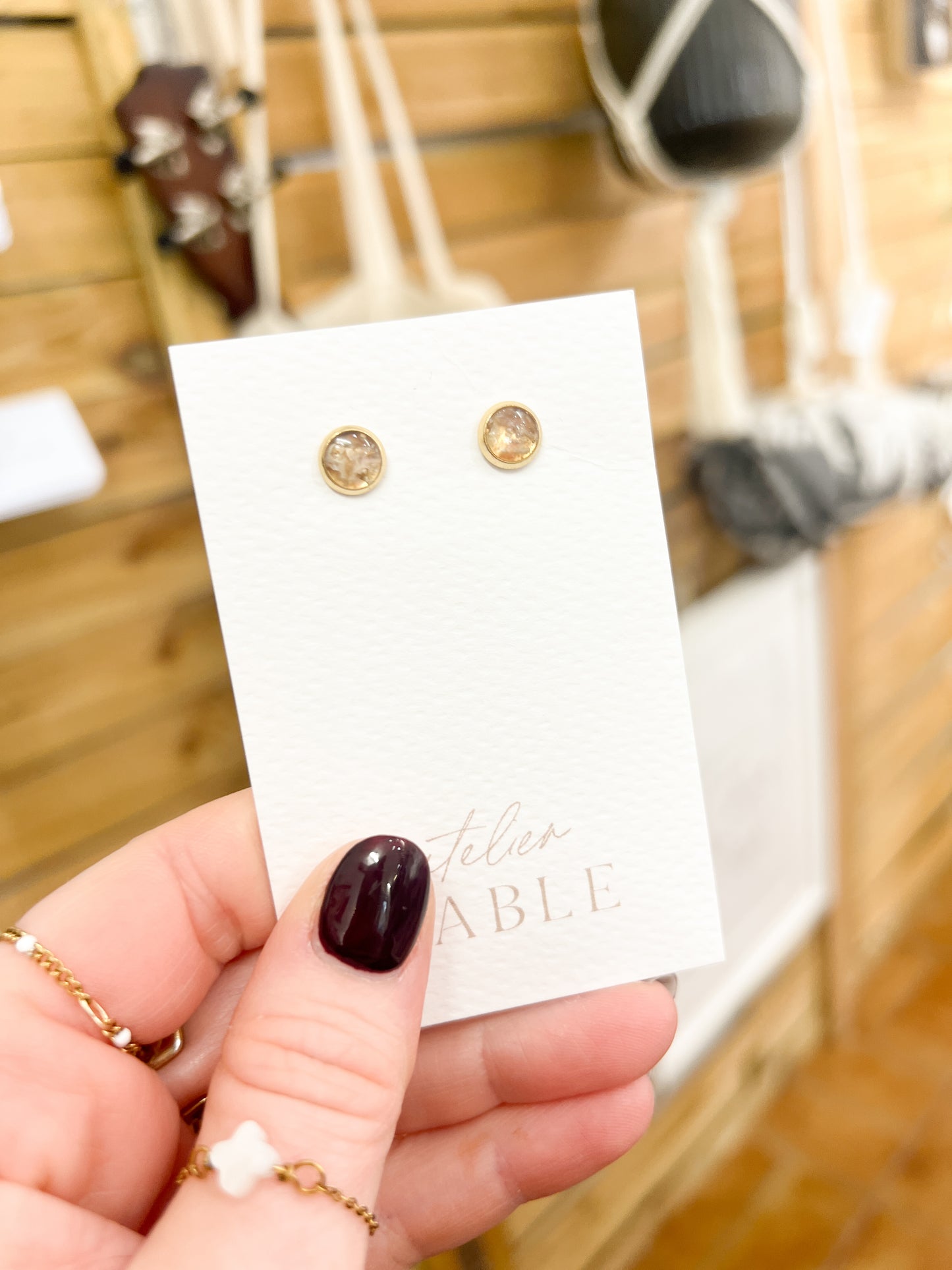 Boucles d'oreilles Puce Nacre
