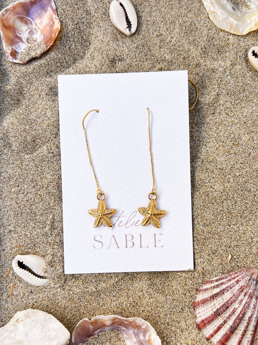 Boucles d'oreilles Étoiles de mer chaînette d’oreille