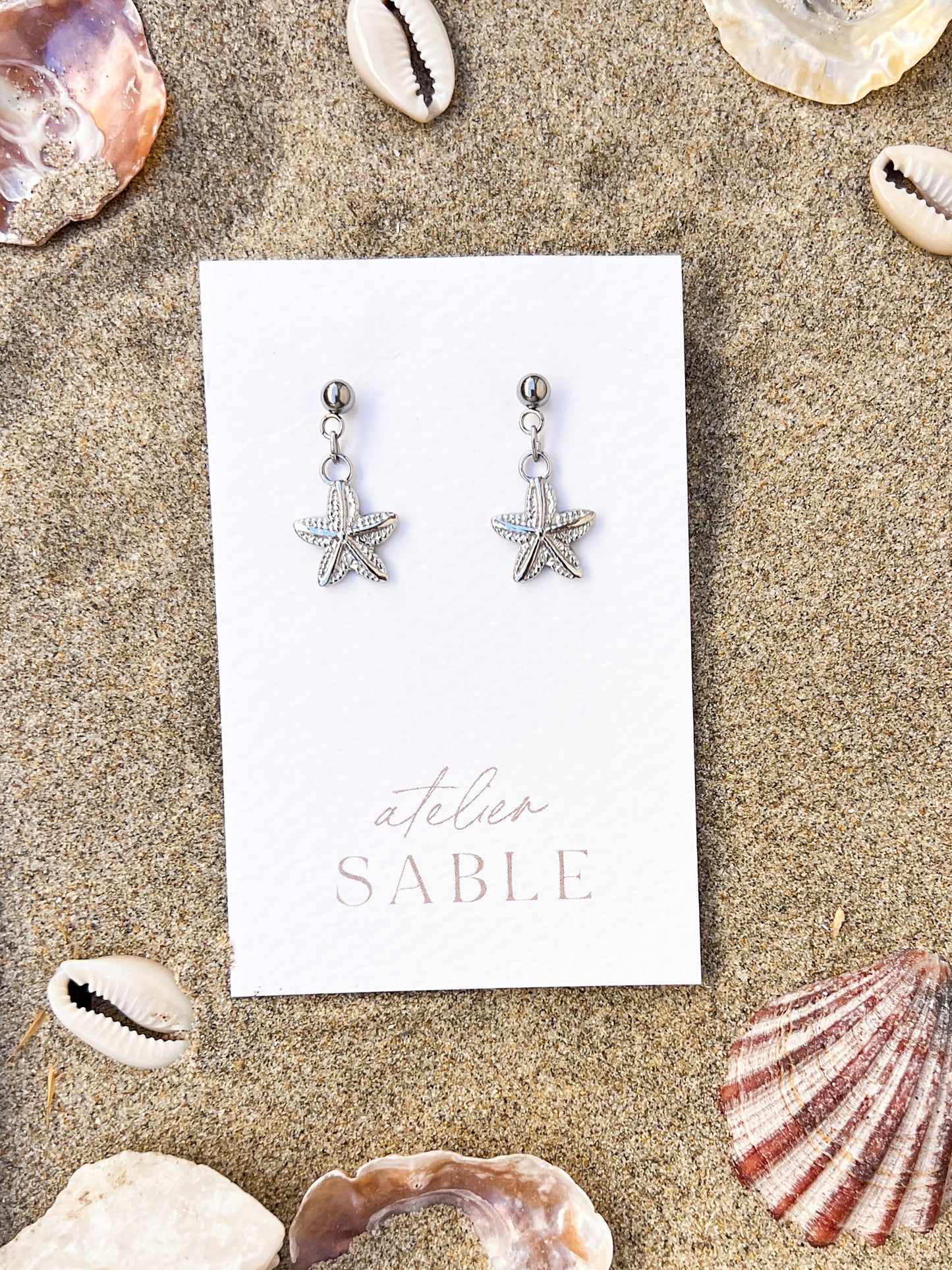 Argenté | Boucles d'oreilles Étoiles de mer