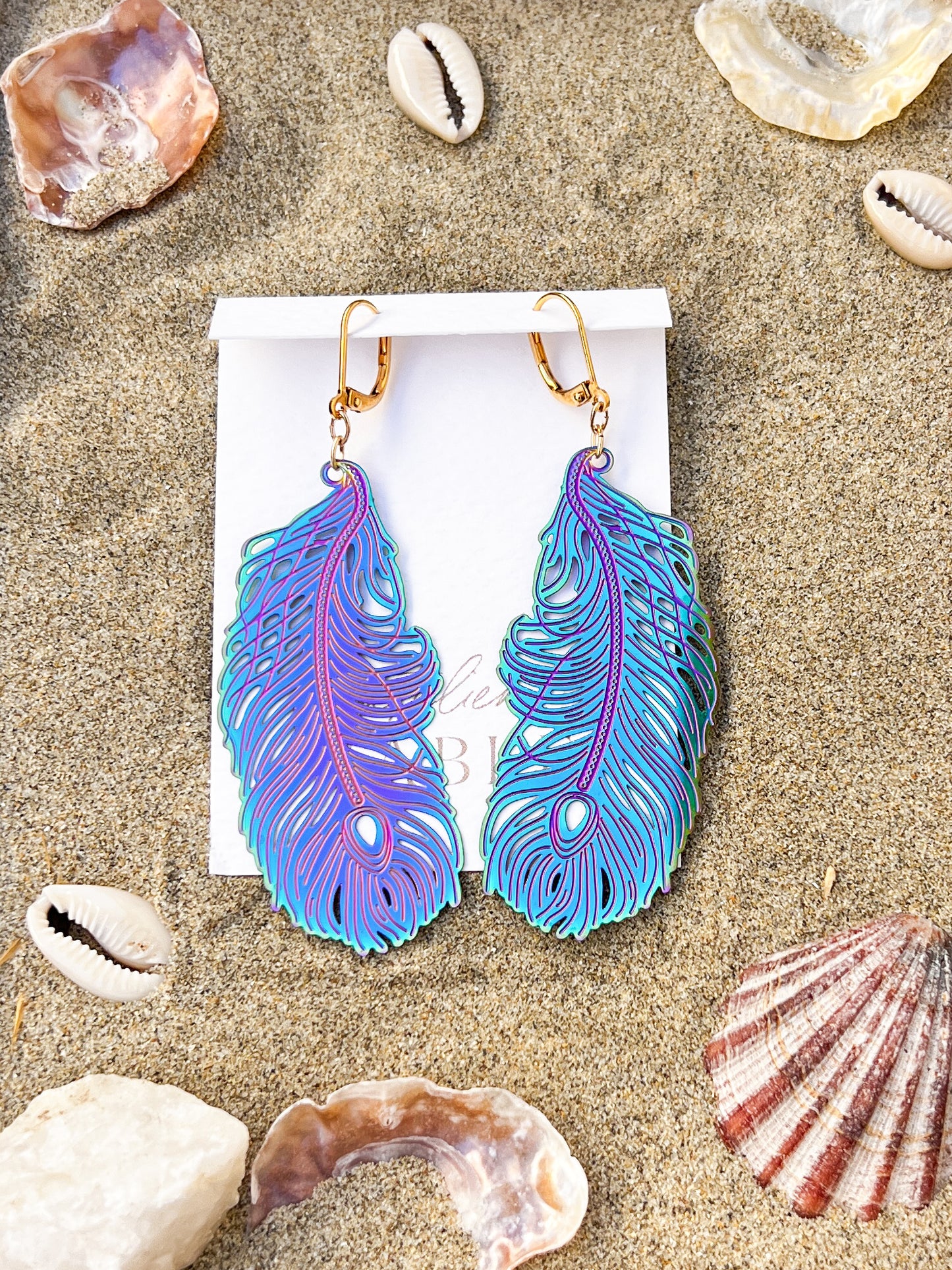 Boucles d'oreilles Plumes de Paon