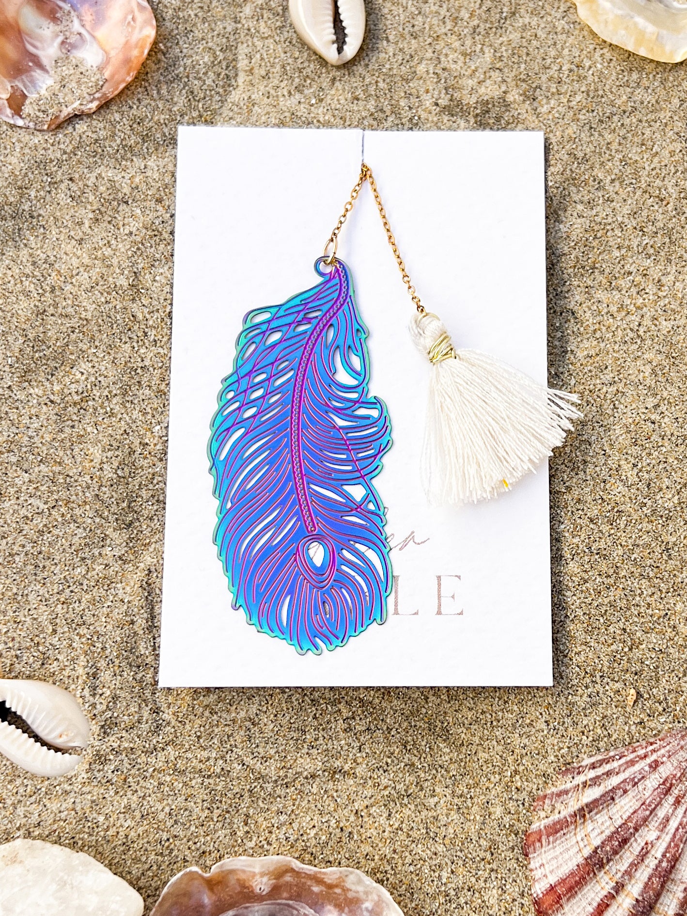 Marque page plume de Paon