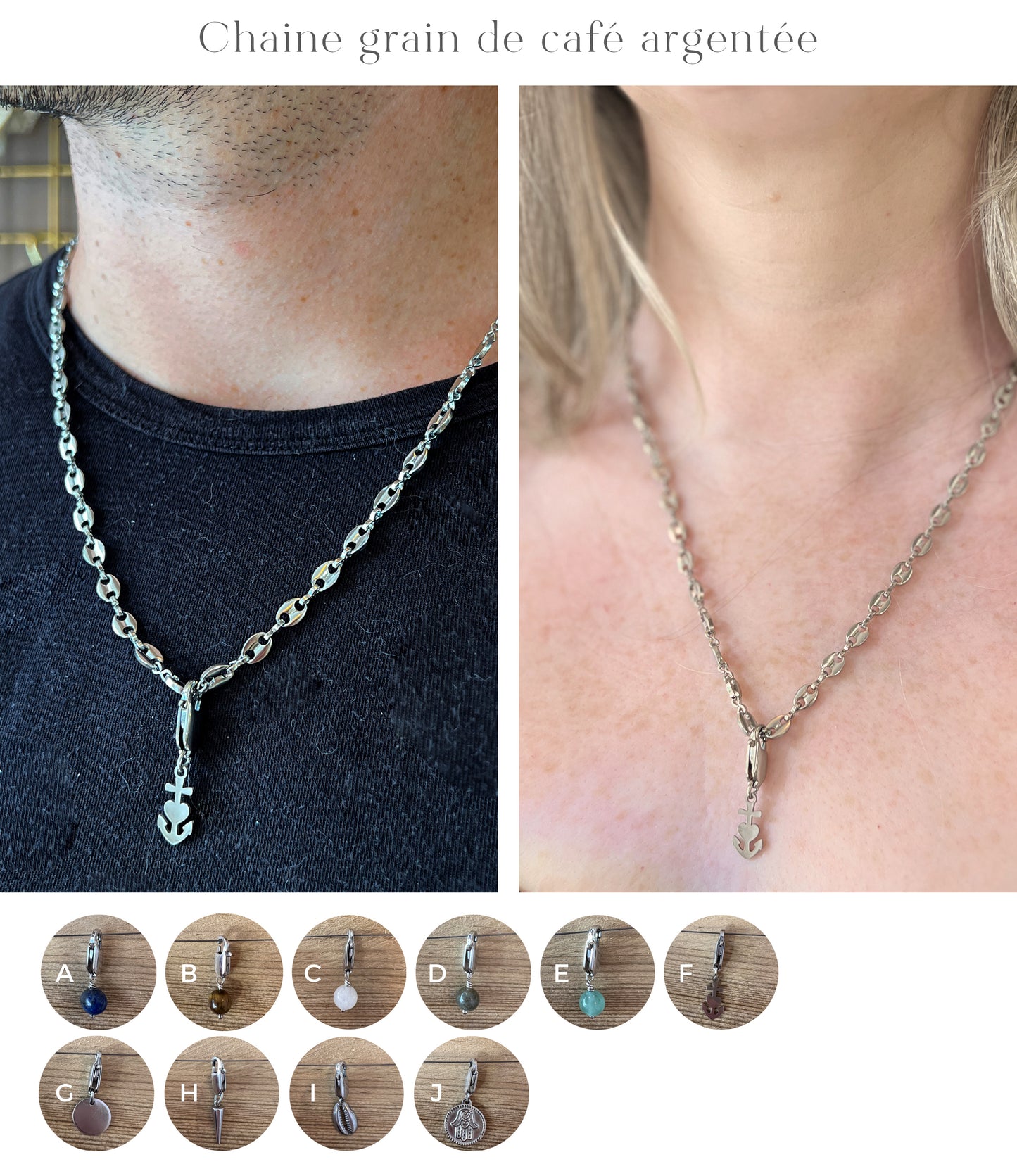 Collier argenté unisexe - Bar à Bijoux