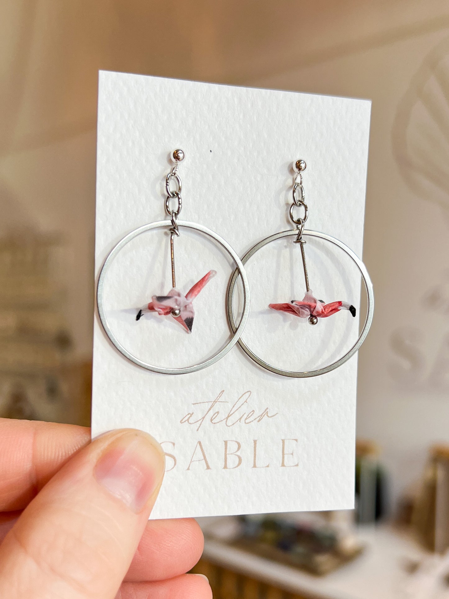 Argenté | Boucles d'oreilles origami