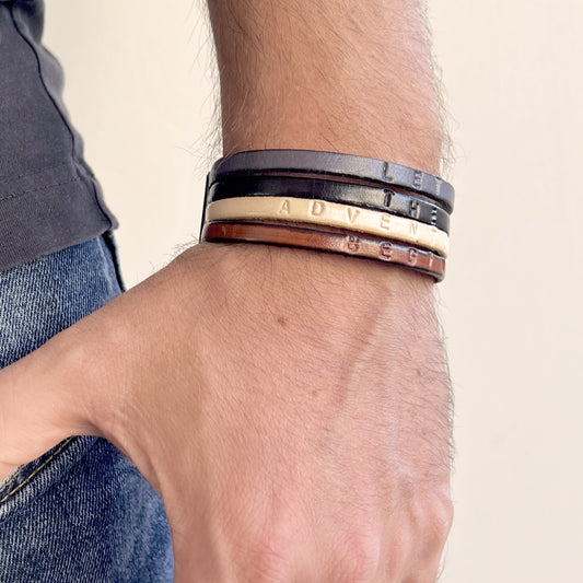 Bracelet en Cuir Let the adventure begin (personnalisable)