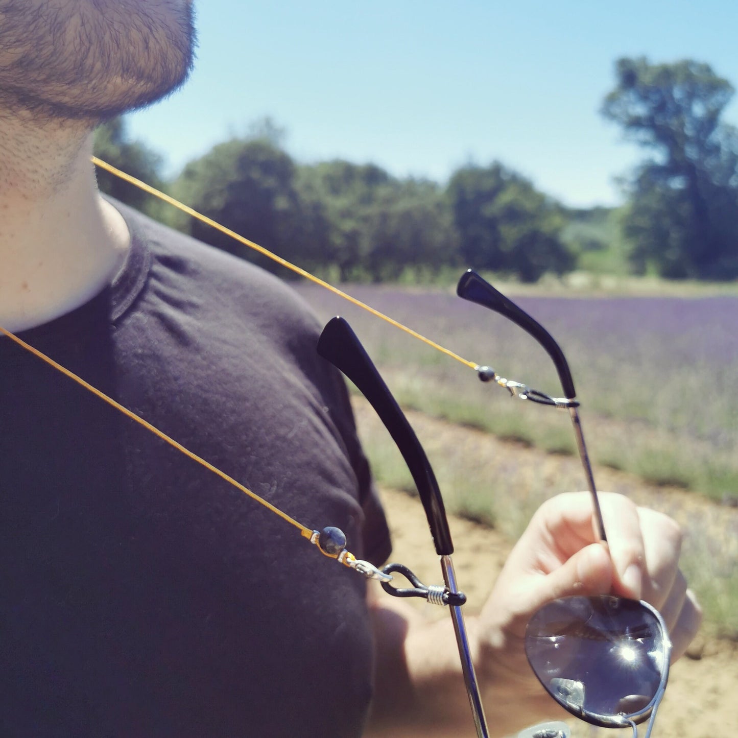 Cordon Nylon Lunettes Jaune Unisexe avec Pierre Fine